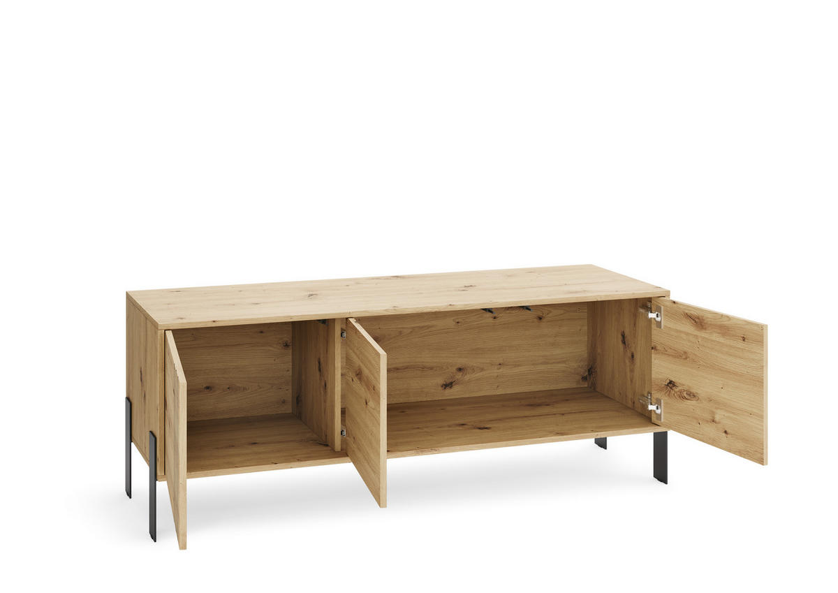 TV-SCHRANK Natan 150cm, dreitürig, mit Metallfüßen, artisan - Eiche Artisan, Kunststoff (150/57/40cm) - Margaret Hadas24