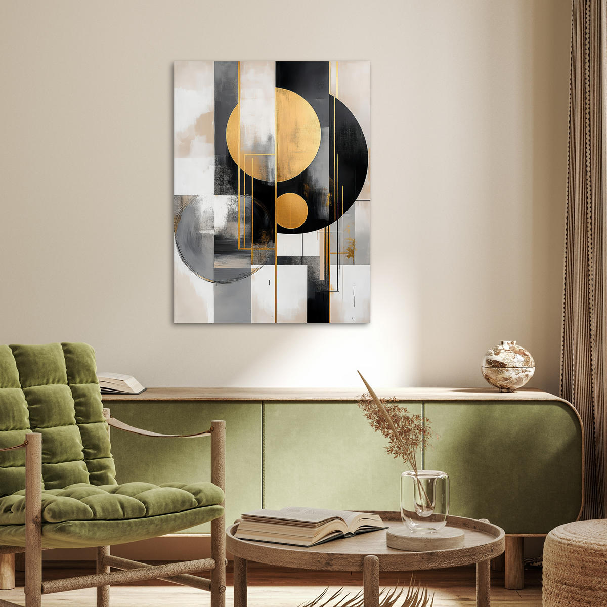 POSTER Abstrakt - Gold - Silber - Formen - Ästhetisch - Modern 60x80 cm - Goldfarben, Papier (60/80/0.1cm) - MuchoWow