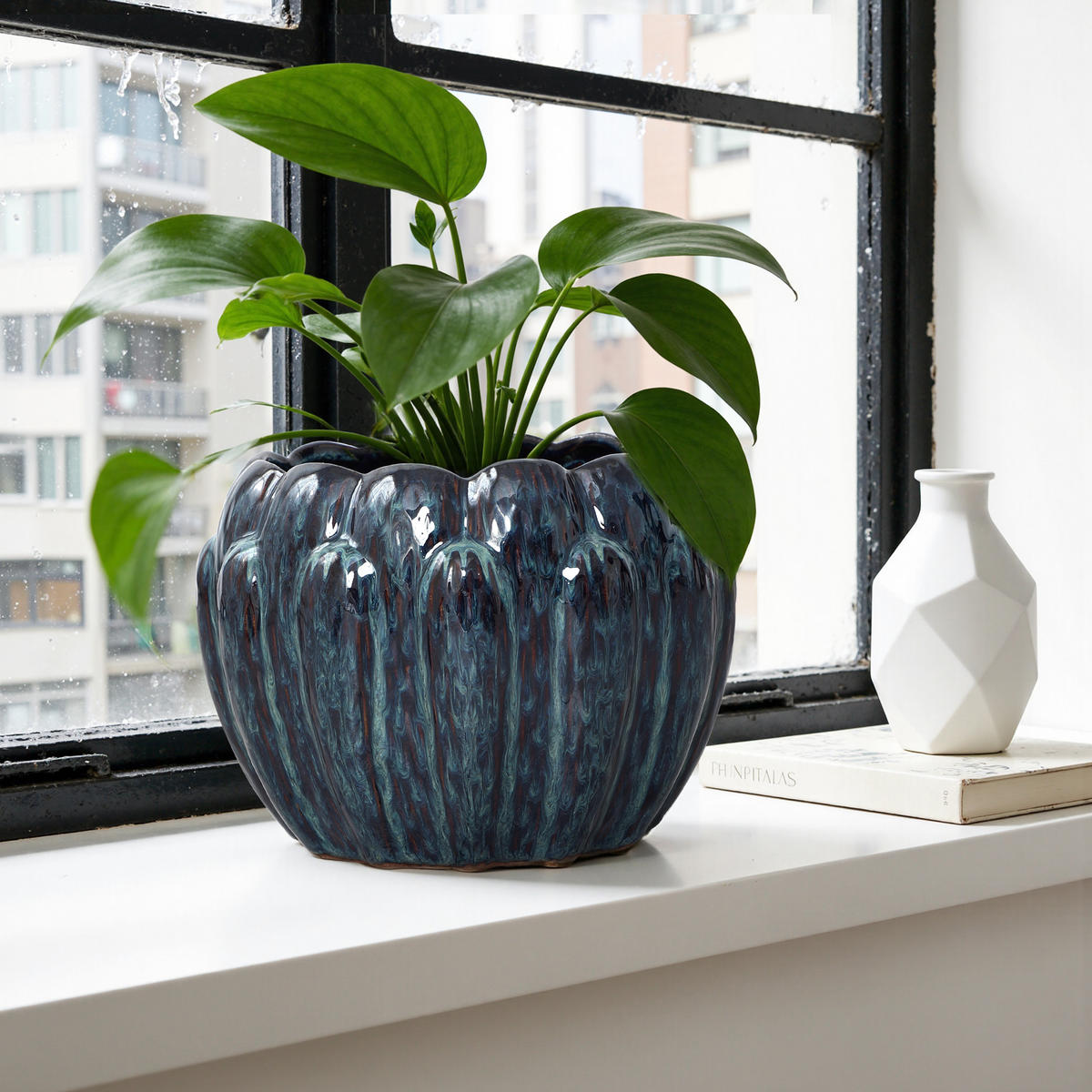 KERAMIK-BLUMENTOPF blau, Ø 24 × H 18 cm - Blau, Keramik (18.3cm) - Hometopia