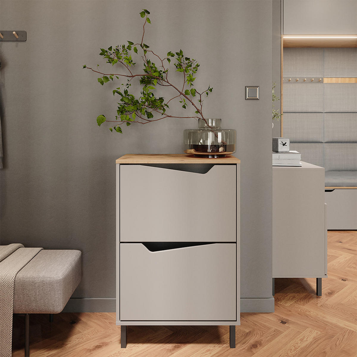 BOTNÍK NA BOTY Marelle Béžový dub/Artisan - šedobéžová, kompozitní dřevo (60/91.6/38cm) - Vicco