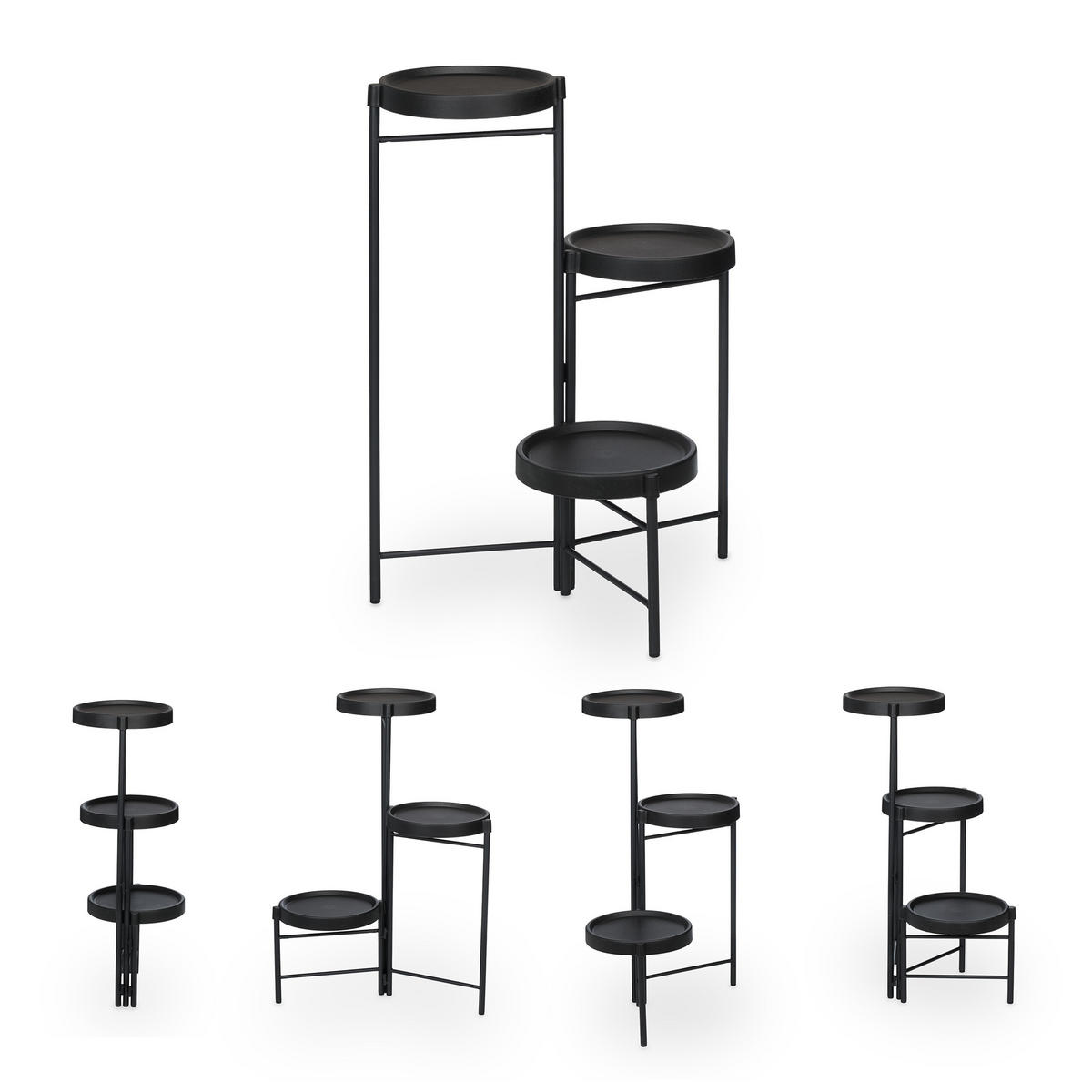 BLUMENREGAL - Schwarz, Kunststoff/Metall (44/65/44cm) - Relaxdays