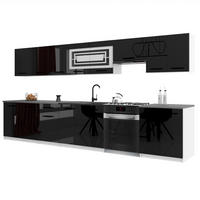 KUCHYNSKÁ linka Italia 3 320 cm, s pracovnou doskou, čierna - čierna, drevo (320/143/60cm) - B BELINI GROUP