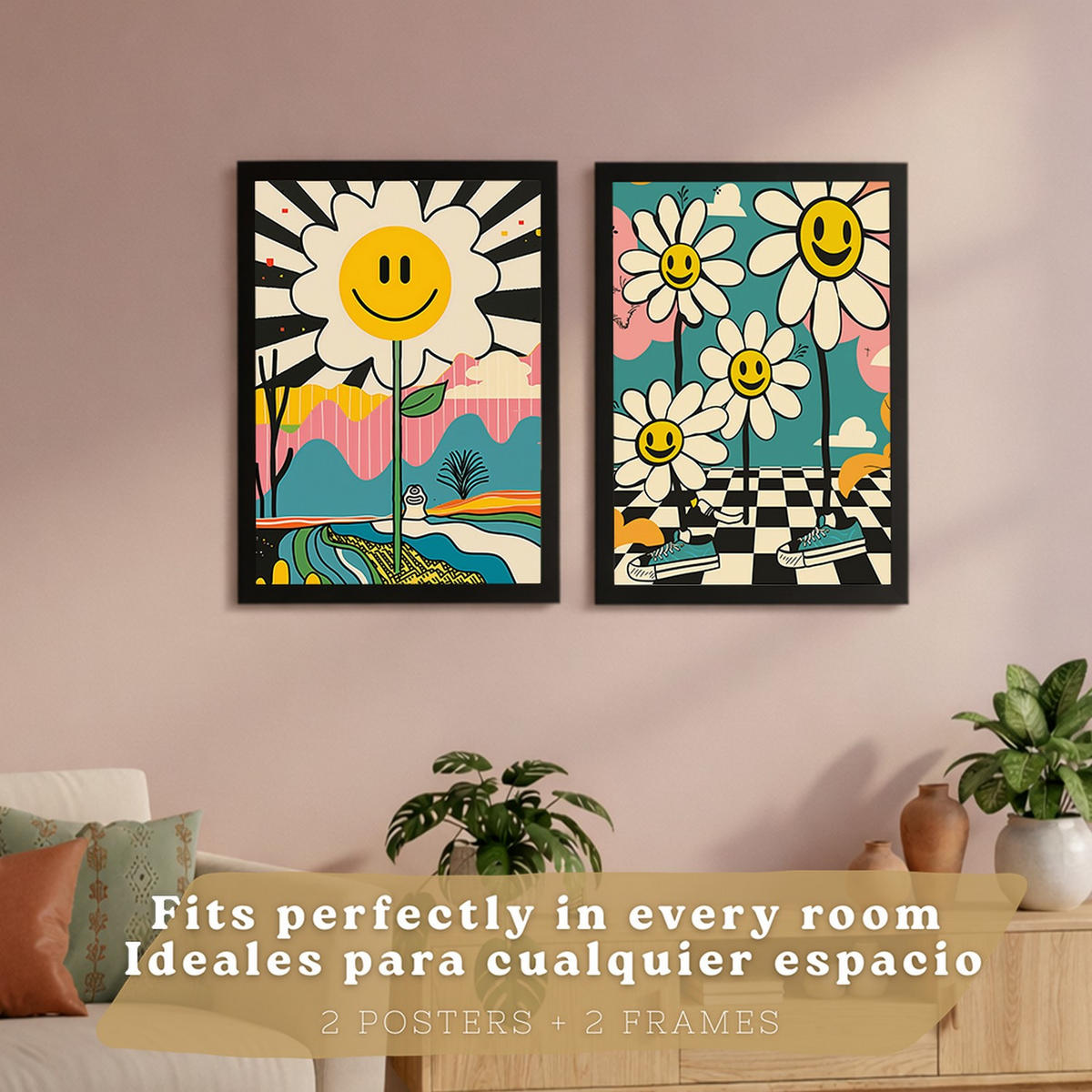 PLAKAT Sada 2 Margarity A3 Černý rám - černá, papír (29.7/1/42cm) - Nacnic