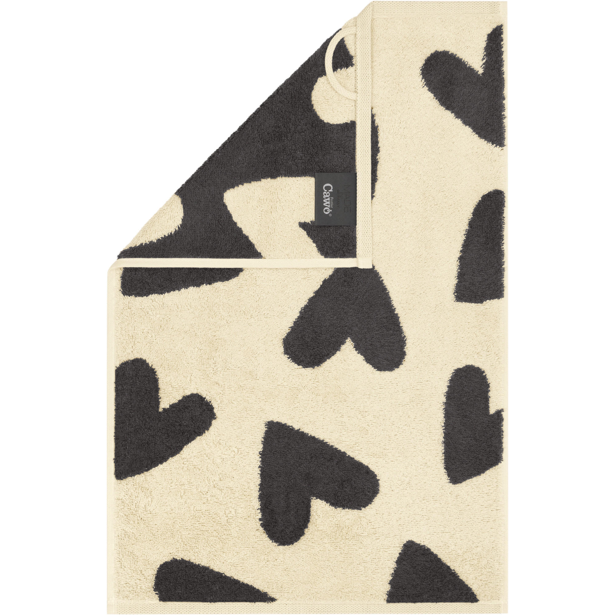 GÄSTETUCH HEART BEATS HEARTS 6275 BASALT - 37 - Grau, Textil (30/50cm) - Cawoe
