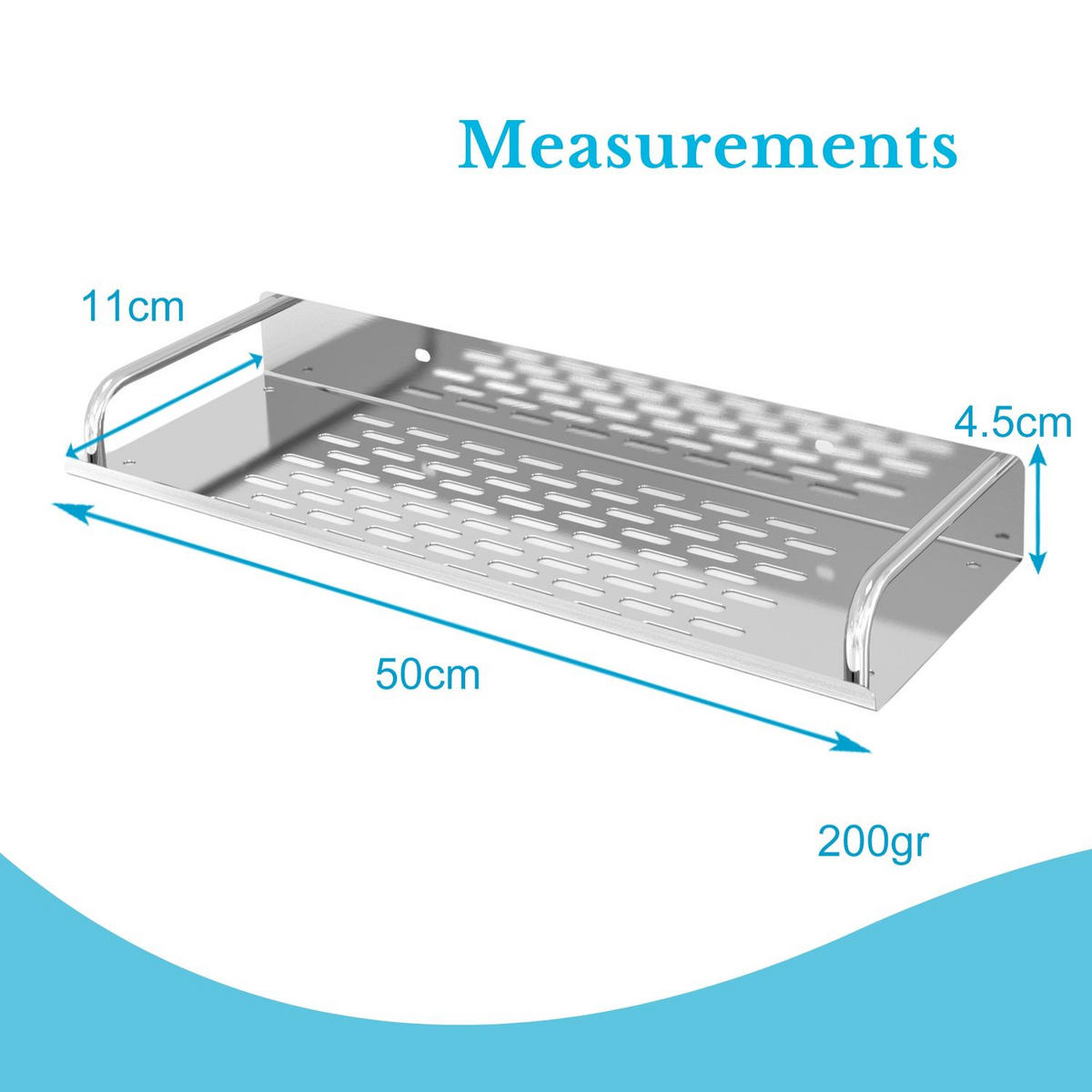 DUSCHABLAGE 50/13 cm - Silberfarben, Metall (13/5/50cm) - Intirilife