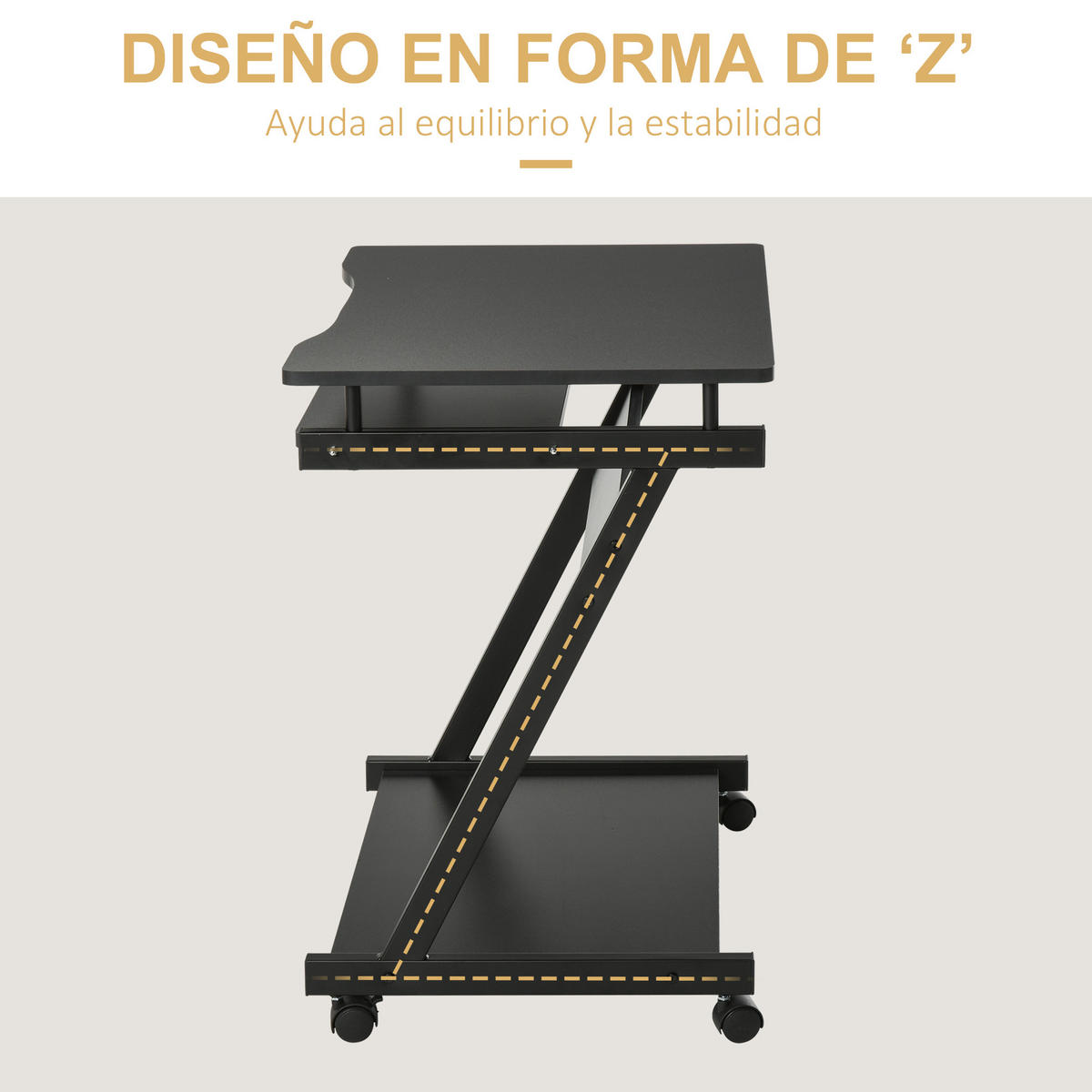 BÜROTISCH Schwarz 1 Stück - Schwarz, Holzwerkstoff (48/73/60cm) - GiPP