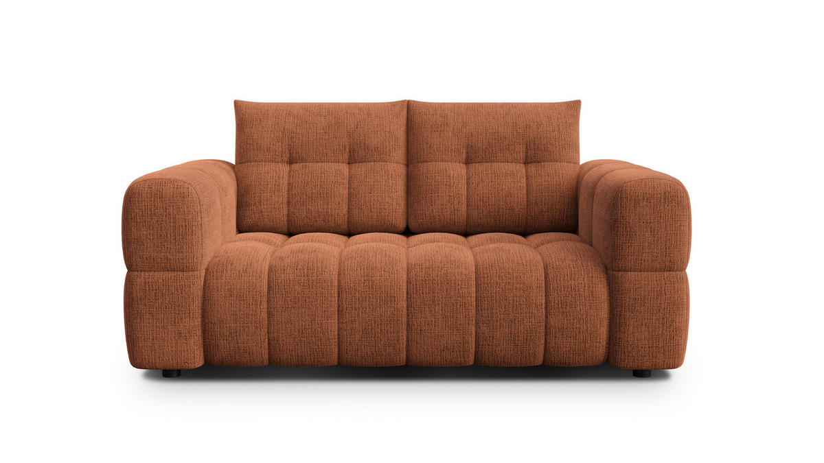 SOFA CLOUDI 2-Sitzer, rostrot - Schwarz/Orange, Holz/Textil (181/89/104cm) - Courtois Laville