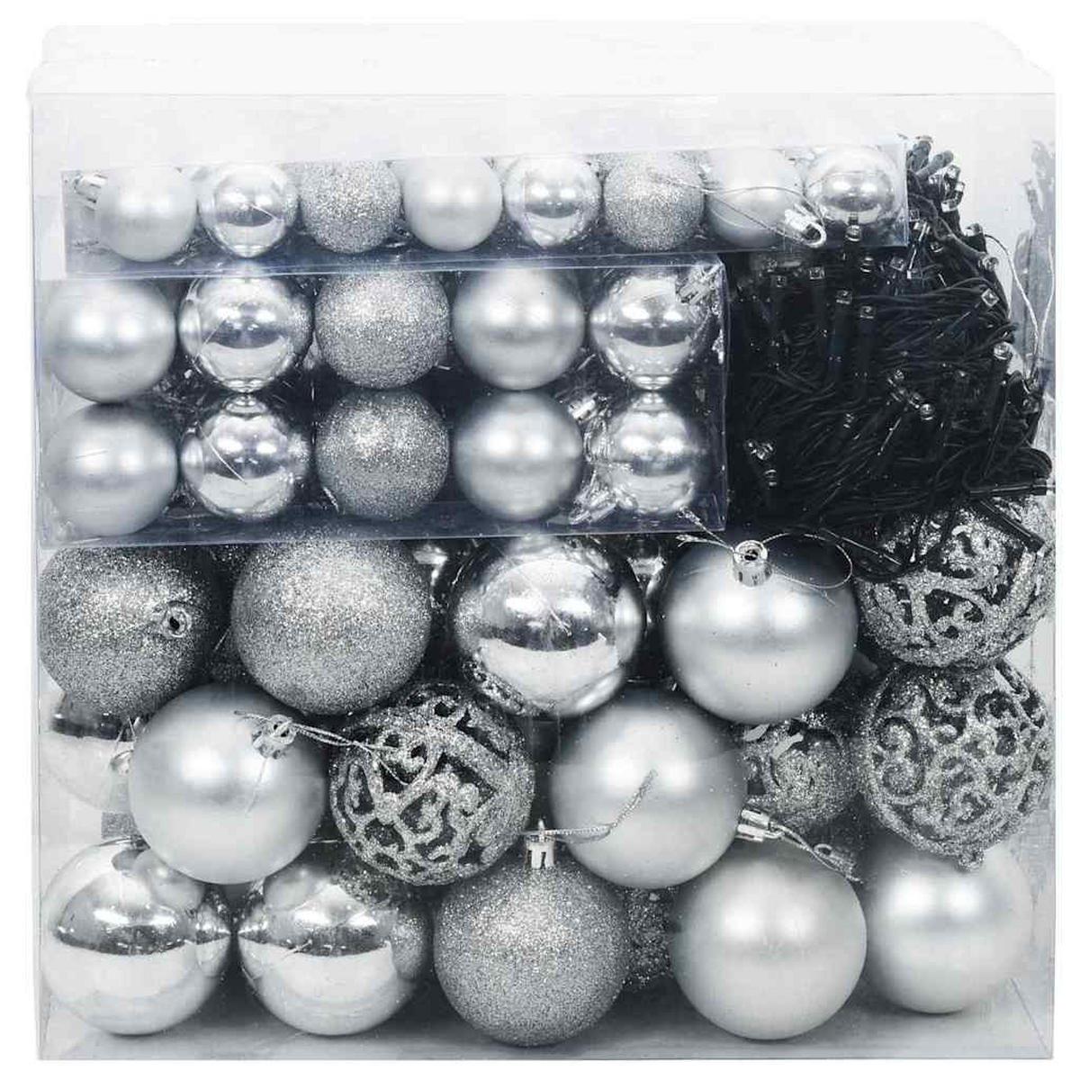 WEIHNACHTSKUGELSET 120 -teilig Silber Kunststoff - Silberfarben, Kunststoff (6/27/6cm) - vidaXL