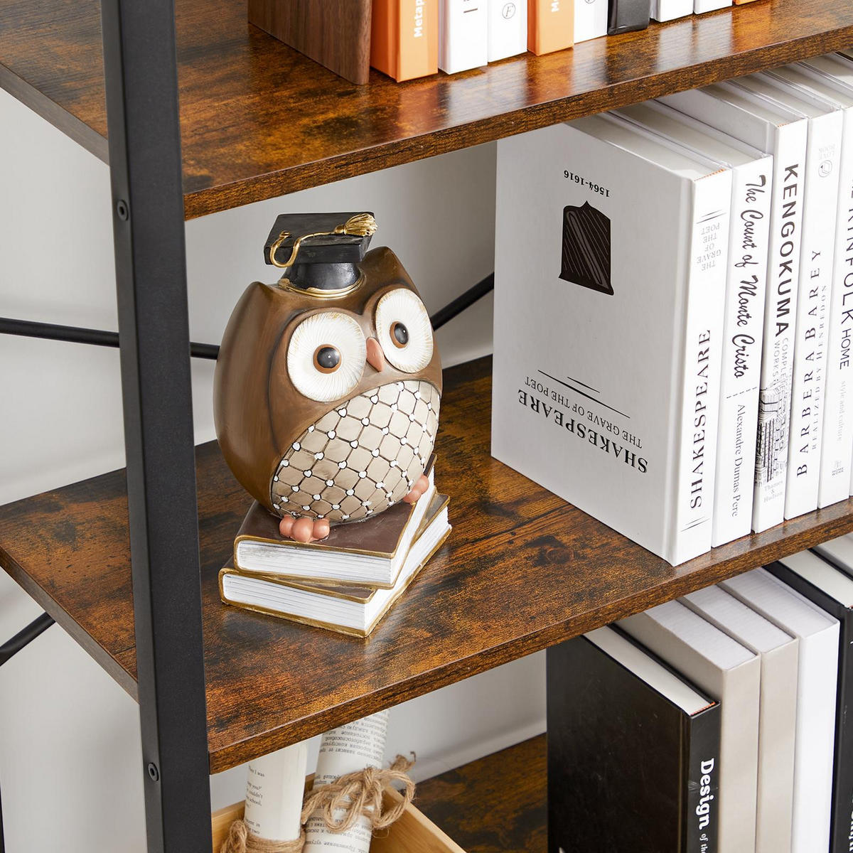 STANDREGAL Holzoptik Metall Dunkelbraun Schwarz 6 Böden 66x30x186 cm - Dunkelbraun/Schwarz, Holzwerkstoff/Metall (30/186/66cm) - Begryf