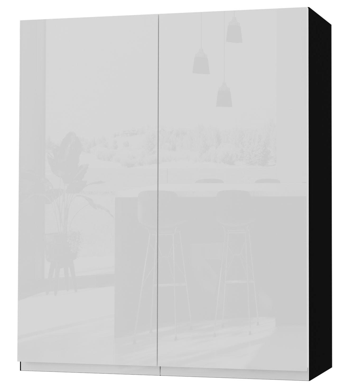HÄNGESCHRANK Florence W4/80 Schwarz / RAL 9003 signalweiß HG 80 / 32,5 / 96cm - Weiß Hochglanz/Schwarz, Holz/Holzwerkstoff (80/96/32.5cm) - Feldmann-Wohnen
