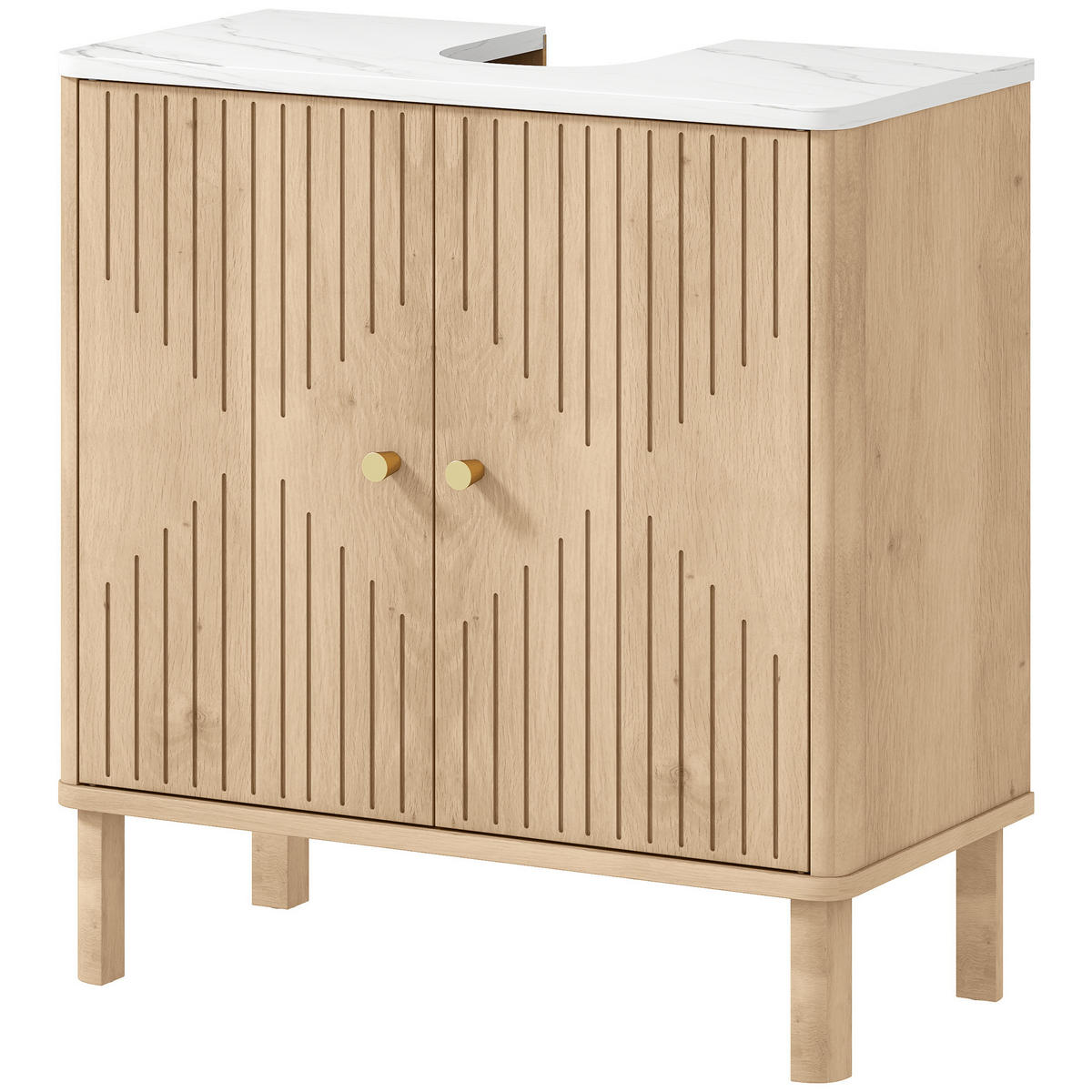 WASCHBECKENUNTERSCHRANK Eiche 1 Stück - Beige, Kunststoff (60/63/30cm) - GiPP