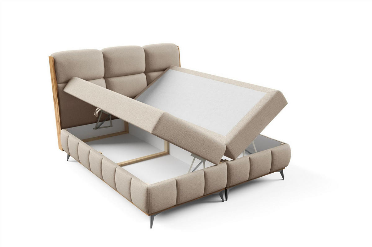BOXBETT Charlie Premium - Beige, Holzwerkstoff/Textil (120/200cm) - Fun Möbel