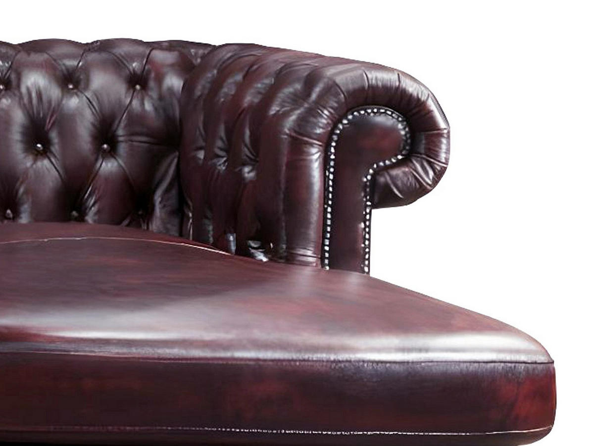 SOFA - 5 Personen - leder - bordeaux Brenton - Bordeaux, Leder/Holz (274/82/166cm) - Vente-Unique