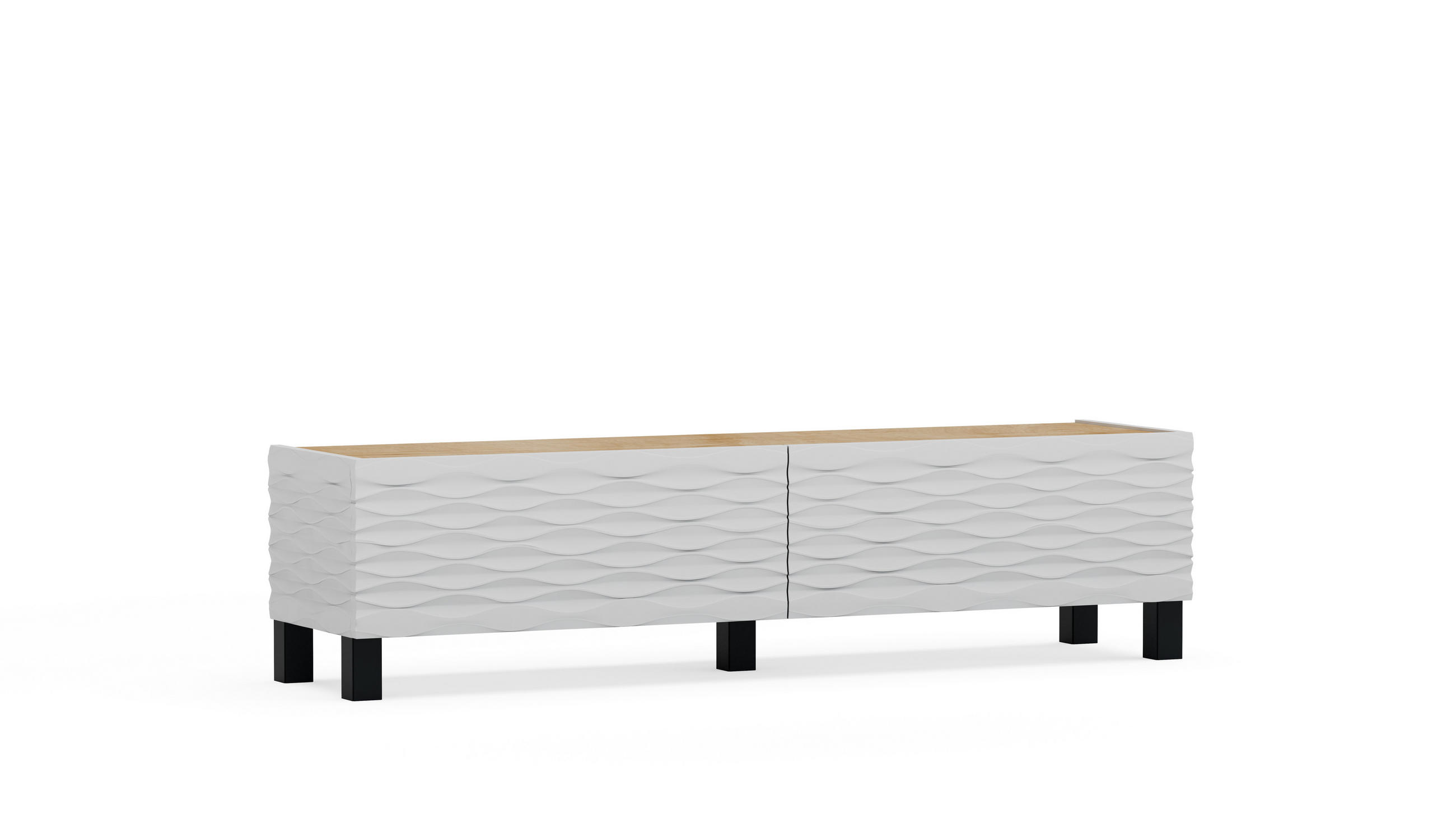 TV-ELEMENT Lerze Oake Weiß - Hellbraun/Weiß, Holzwerkstoff (149.2/38/35cm) - Decorotika