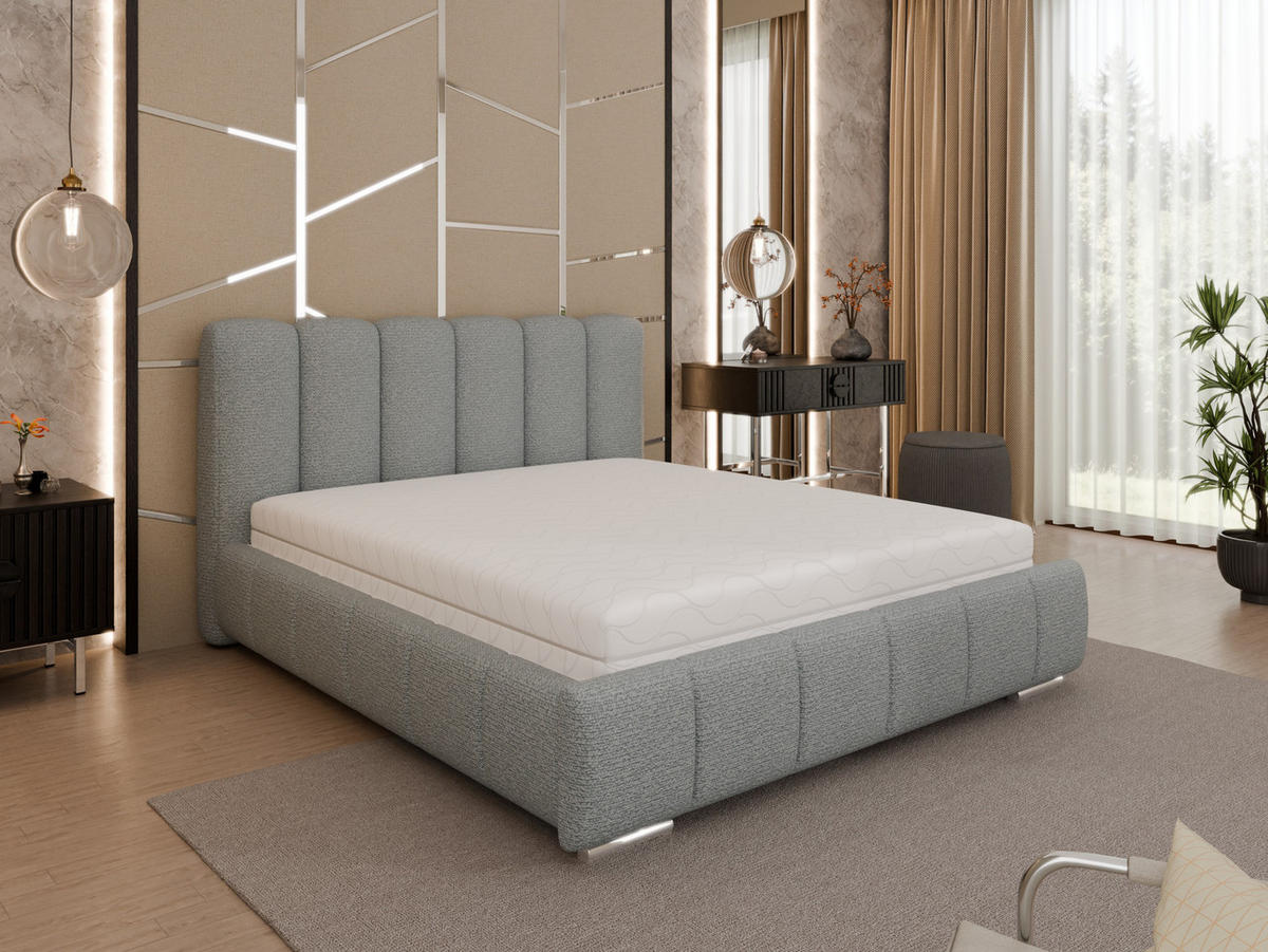 POLSTERBETT Zaira 160x200cm – Elegantes Polsterbett für modernen Wohnstil , Federkernmatratze Bonnel (18cm), Blaugrau - Blaugrau, Holz (160/200cm) - Homesy