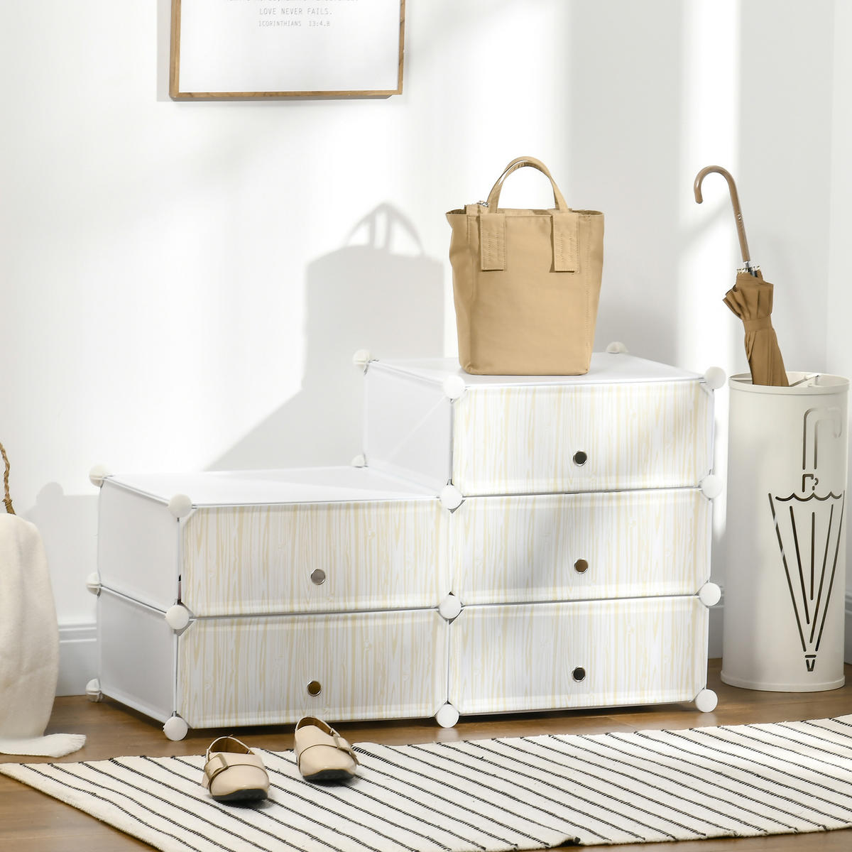 SCHUHSCHRANK Weiß 49/36,5/108 cm - Weiß, Kunststoff (49/108/36.5cm) - PANGIVO