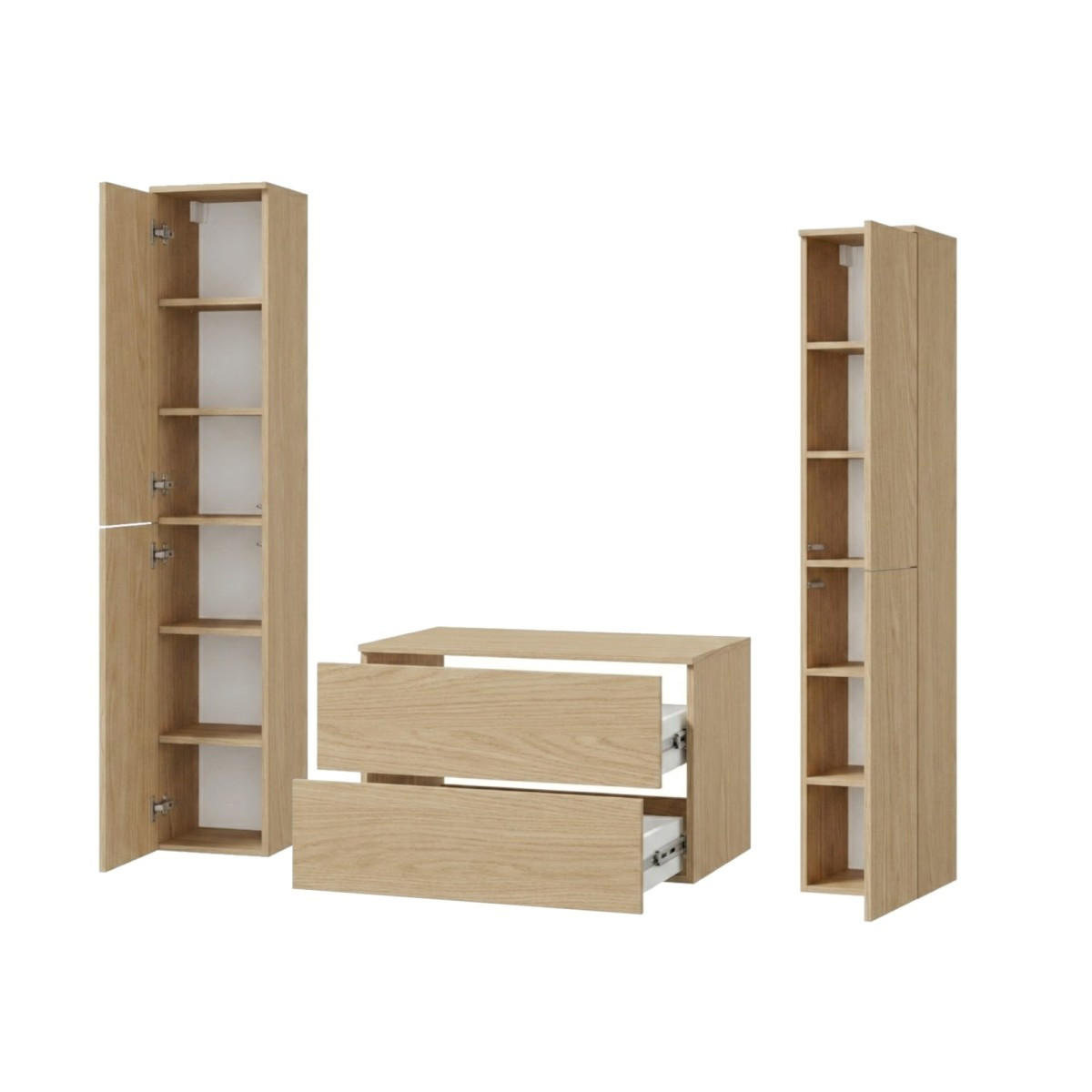BADMÖBEL-SET Color Frühlings-Eiche 3-Teilig (2S 80 + 2D 160 X2) - Eichefarben, Holzwerkstoff (140/160/45cm) - mzm24