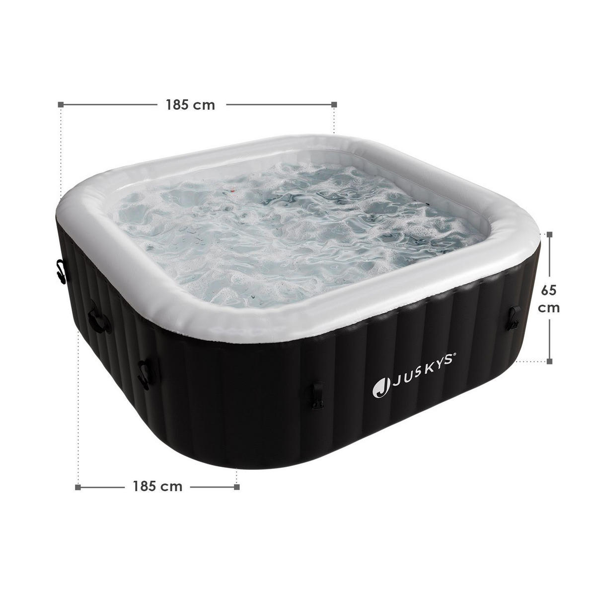 WHIRLPOOL SpaLuxe aufblasbar 185x185x65 cm schwarz/weiß - Schwarz, Kunststoff (185/65/185cm) - Juskys