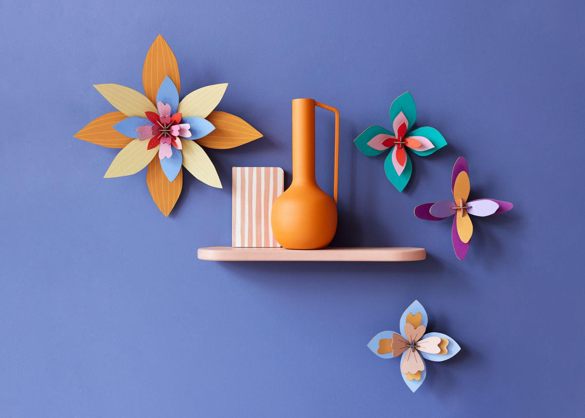 WANDDEKO 3D-Blume 5/18 cm - Multicolor, Wellpappe (5/18/17cm) - KUNSTLOFT