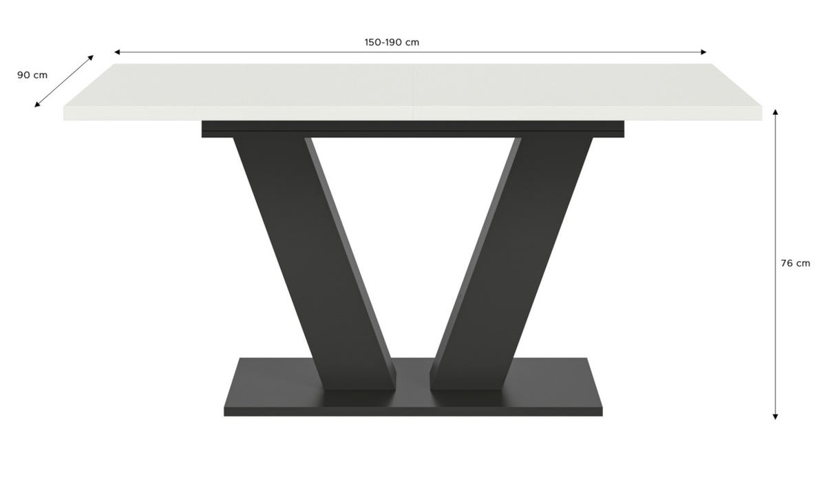 ESSTISCH weiß, grau 150 - 190 cm, Küchentisch ausziehbar - Weiß/Grau, Holz/Holzwerkstoff (150/90/76cm) - Inn.Furn