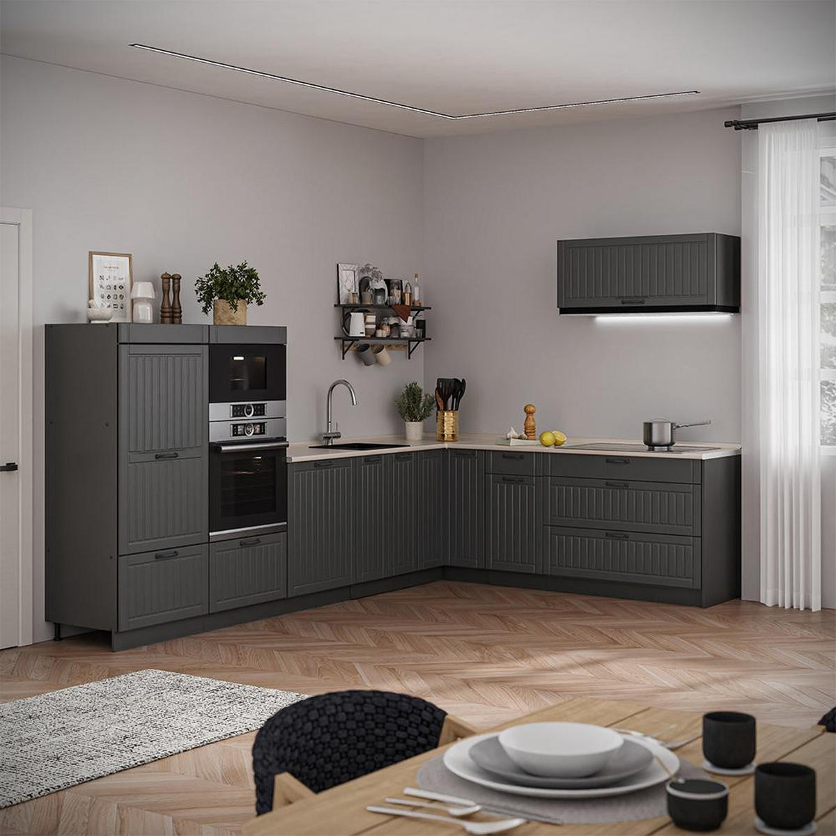 HÄNGESCHRANK Fame-Line, Dunkelgrau/Anthrazit, 100 cm - Dunkelgrau/Anthrazit, Holzwerkstoff (100/40/34.1cm) - Vicco