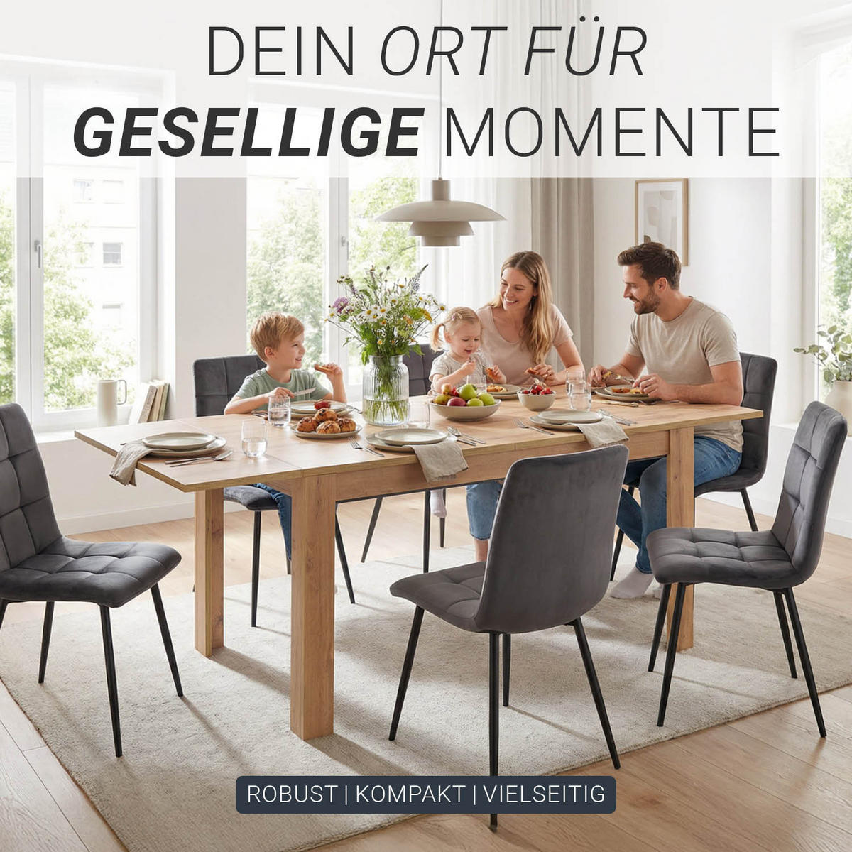 ESSTISCH in Naturholz 135x86 cm cm ausziehbar - Naturfarben, Holz (86/135/77cm) - Homestyle4u