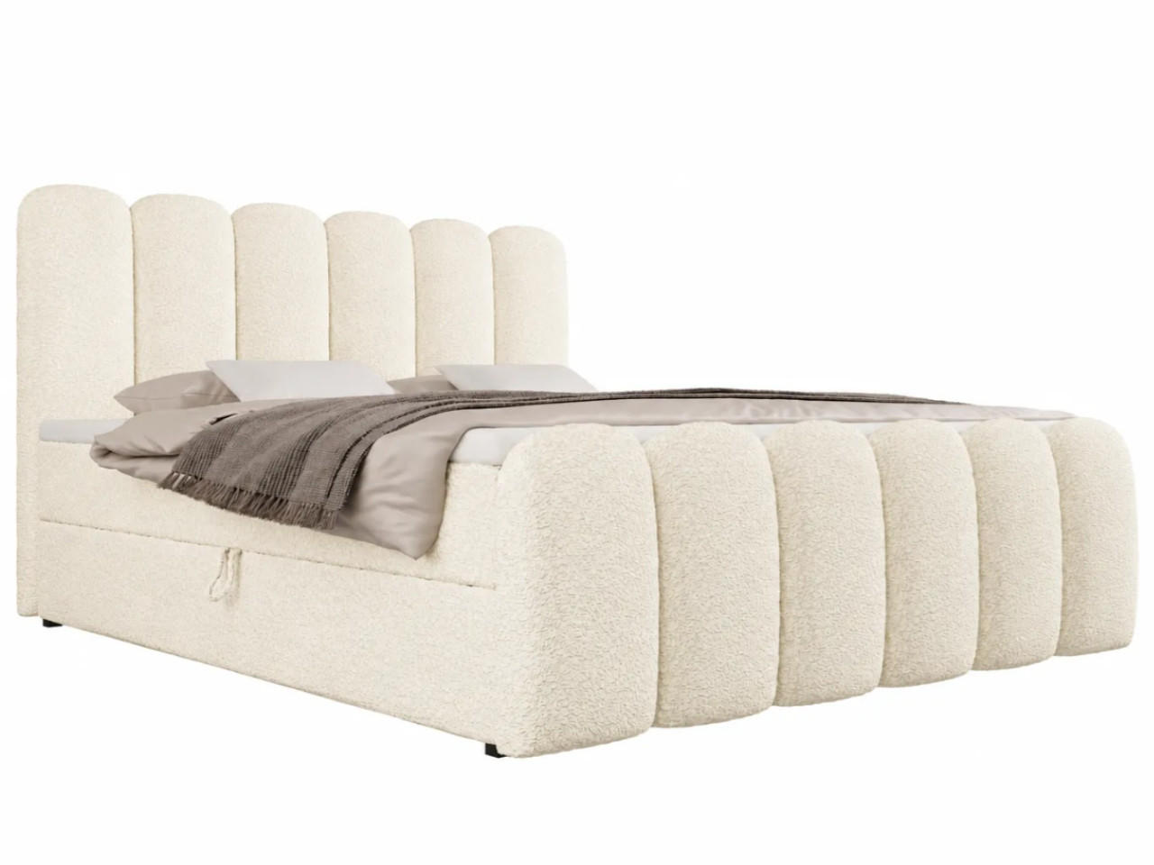BOXBETT CUDDLE 140x200 cm in Beige, Bettkasten, Topper, Bouclé-Stoff - Beige, Holz/Textil (140/200cm) - EMLAR Home