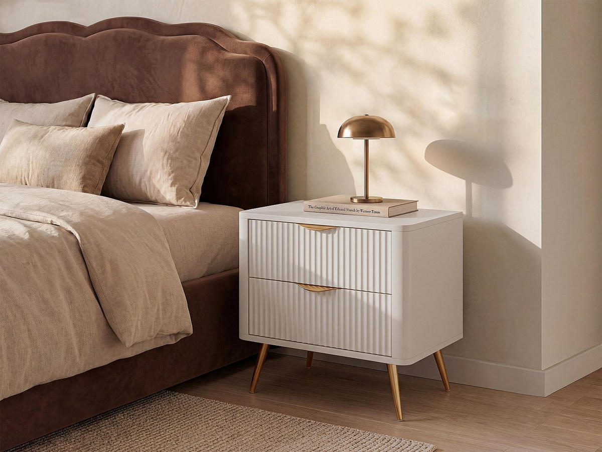 NACHTTISCH - 63.2 cm x 38 cm - Holz, Platte - Beige - ELONARIA - Beige, Holz (63.2/55.3/38cm) - Vente-Unique