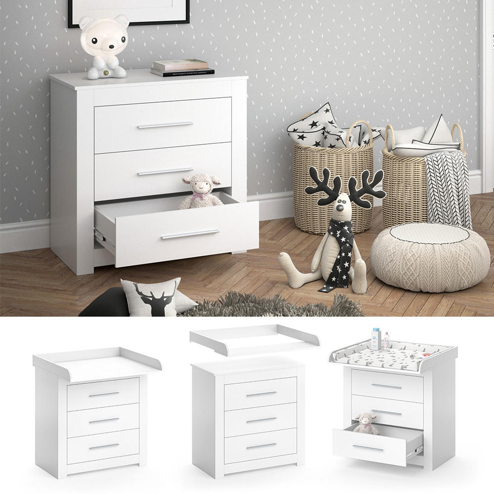 WICKELKOMMODE Miro Weiß 86.6 x 86.5 cm - Silberfarben/Weiß, Holzwerkstoff (86.6/86.5/48.5cm) - Vicco