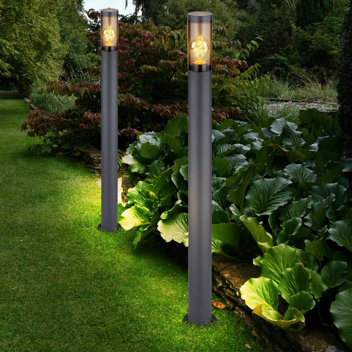 LED STEHLEUCHTE Boston Anthrazit Edelstahl - Anthrazit, Metall (12.7/12.7/110cm) - Globo Lighting