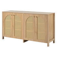 SIDEBOARD mit 4 Rattantüren und Metallgriffen, Natur - Naturfarben, Holzwerkstoff (145/40/80cm)
