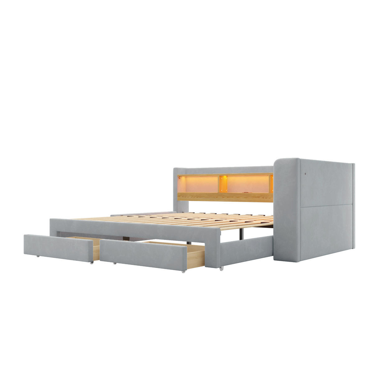 AUSZIEHBETT 90/180/200 cm, DE-41720, in Grau - Grau, Metall (90/200cm) - ComfortXL