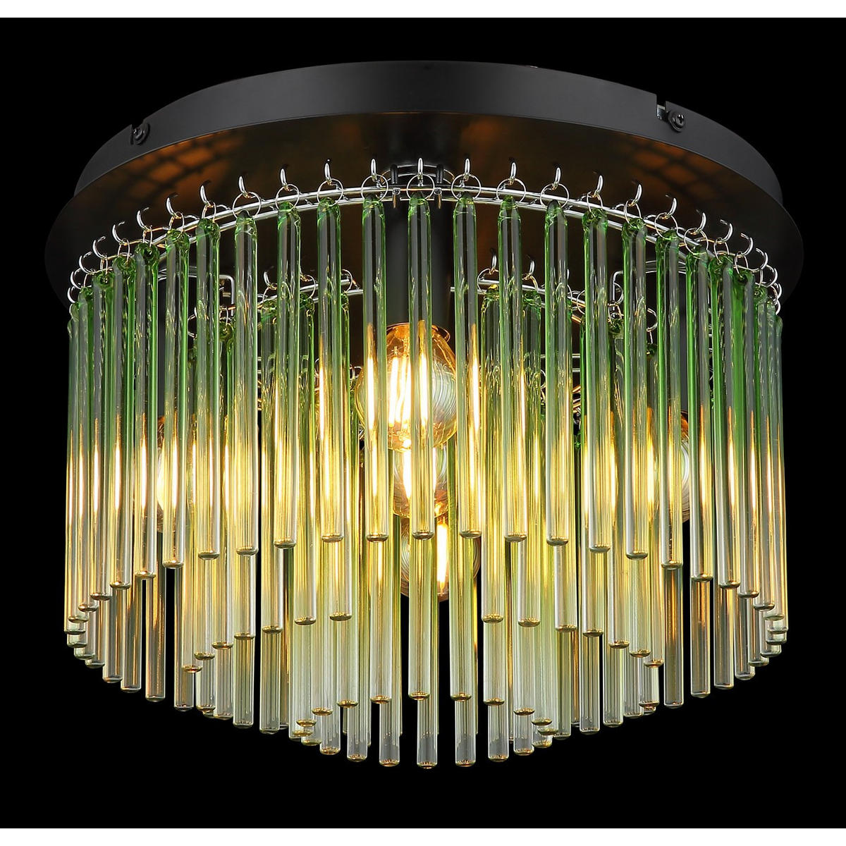 DECKENLEUCHTE GORLEY Glasstäbe Grün Schwarz - Grün, Metall (32/32/23cm) - Globo Lighting