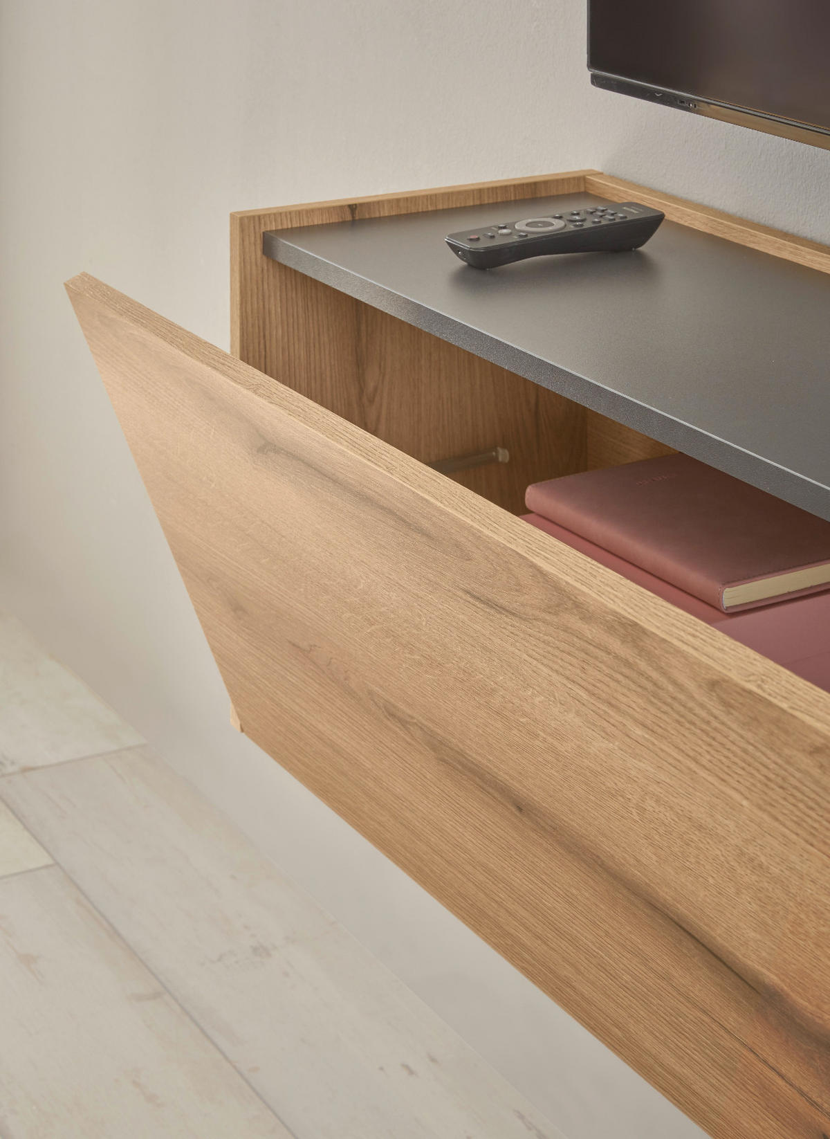 TV-LOWBOARD Evoke Eiche, grau 150 cm, TV- Unterteil hängend - Eichefarben/Naturfarben, Holz/Holzwerkstoff (150/35/30cm) - Furn.Design
