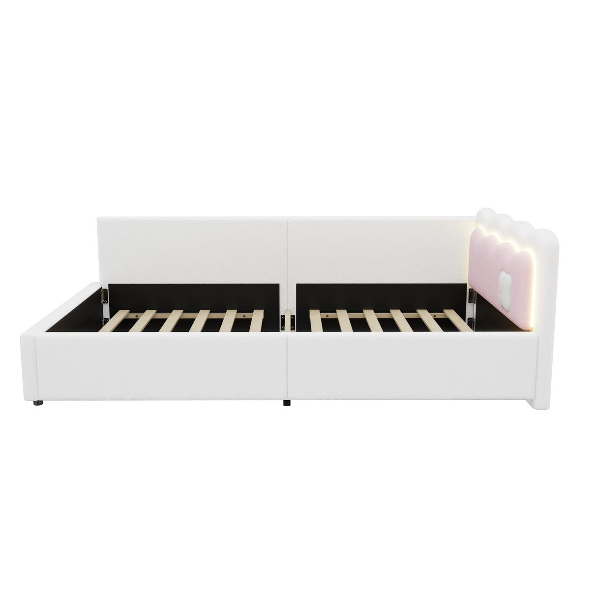 TAGEBETT 90x200cm Weiß Vliesimitat LED-Umgebungslicht Fernbedienung - Weiß, Holz (90/200cm) - FLIEKS