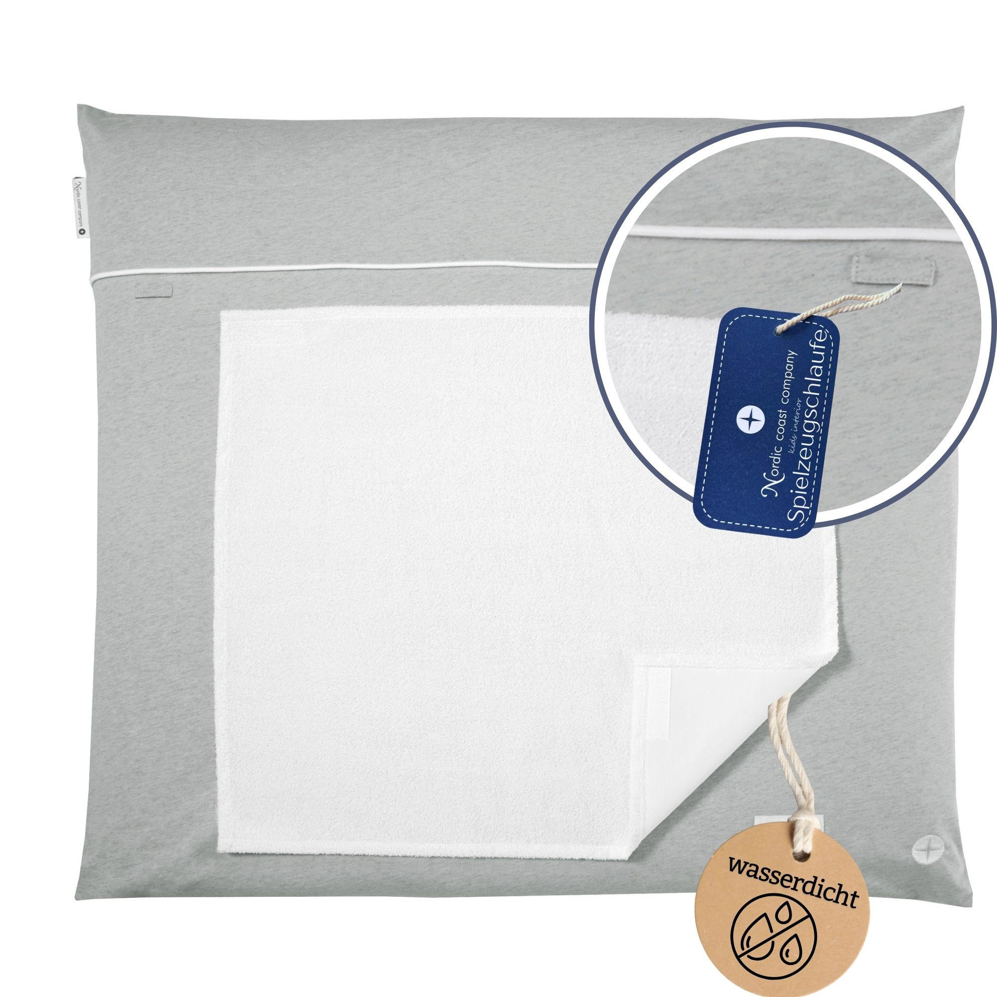 WICKELAUFLAGE waschbar Stoff mit Handtuch wasserdicht atmungsaktiv für alle Wickelauflagen - Grau, Textil (80/70cm) - nordic coast company