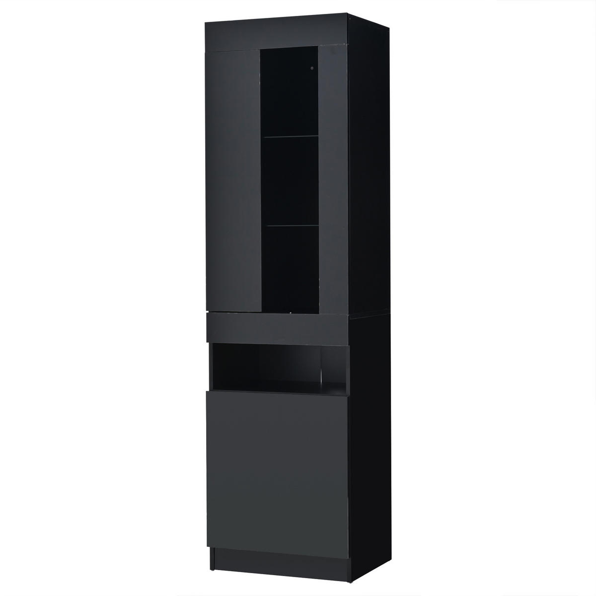 VITRINE Schwarz 50/40/180 cm - Schwarz, Holzwerkstoff (50/180/40cm) - PANGIVO
