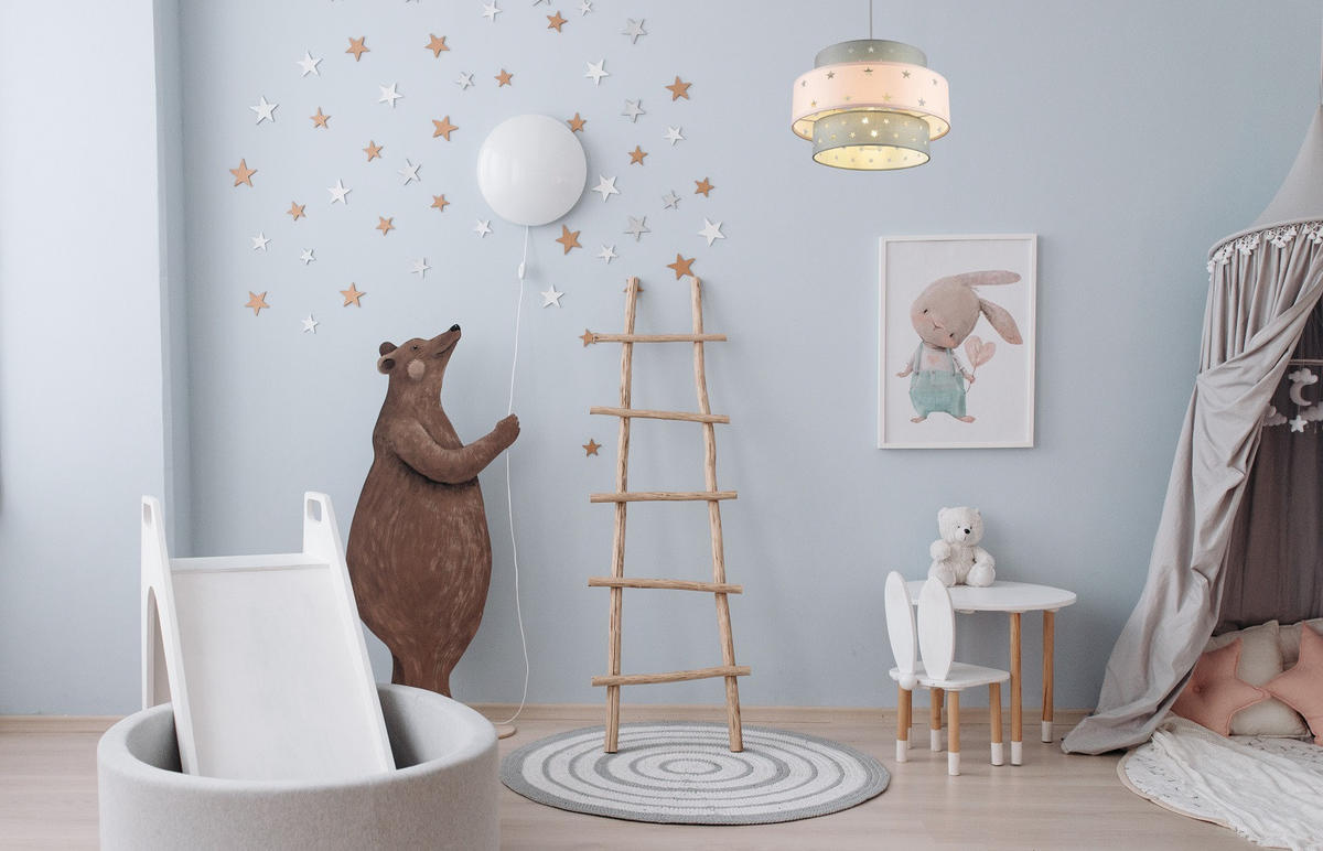 LAMPENSCHIRM STARLIGHT Grau, Rosa, einfache Installation, nicht elektrisch - Pink, Textil (30/30/19cm) - CGC Europe