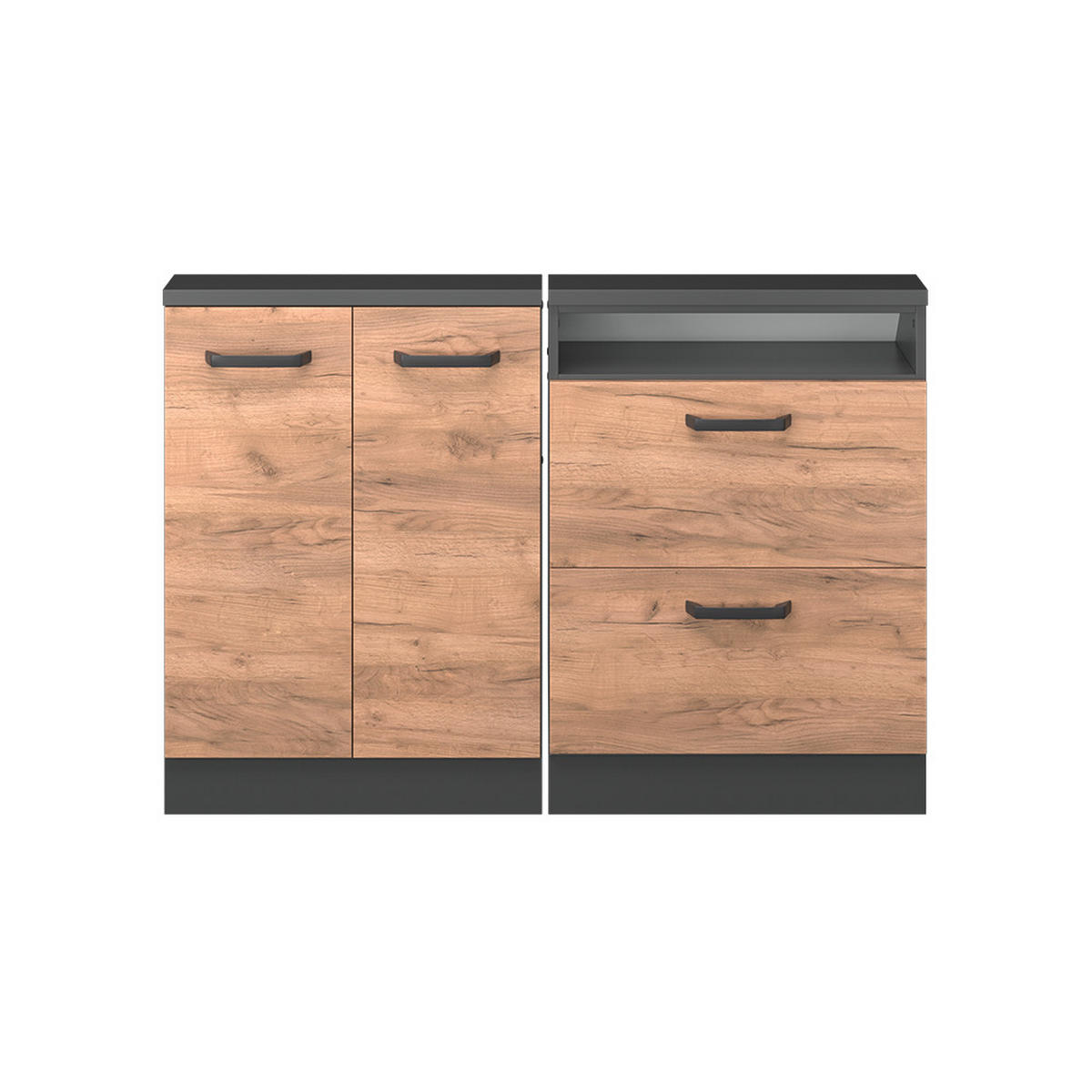 DACHSCHRÄGENSCHRANK-SET Rion Goldkraft Eiche/Anthrazit 2er Set - Honigeiche/Anthrazit, Holzwerkstoff (120/81.6/46cm) - Vicco