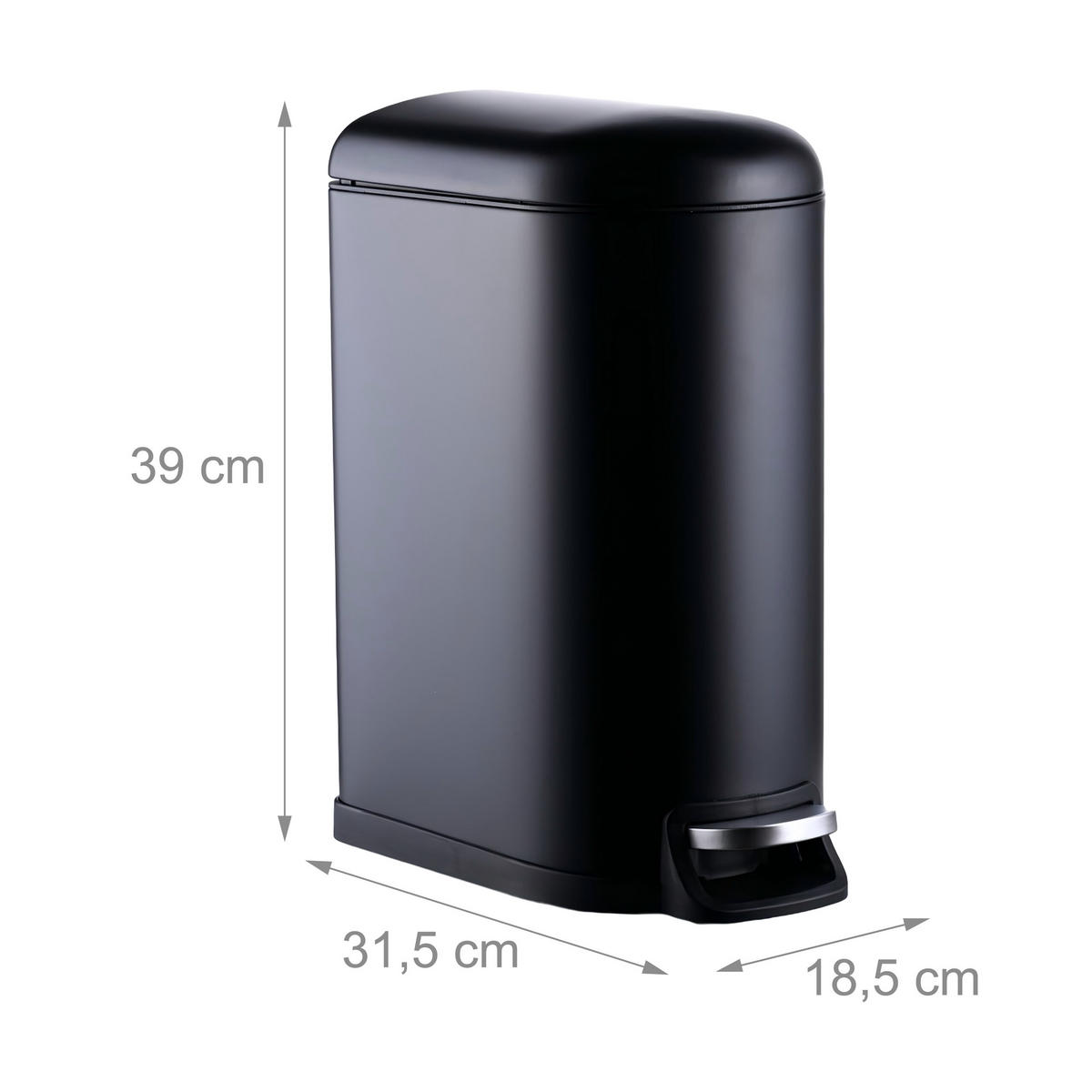 MÜLLEIMER - Schwarz, Kunststoff/Metall (18.5/39/31.5cm) - Relaxdays