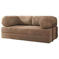 BETTSOFA ALVIO aus Schaumstoff Cordstoff Beige Schlaffunktion - Beige, Textil (170/68/80cm) - MASSENO