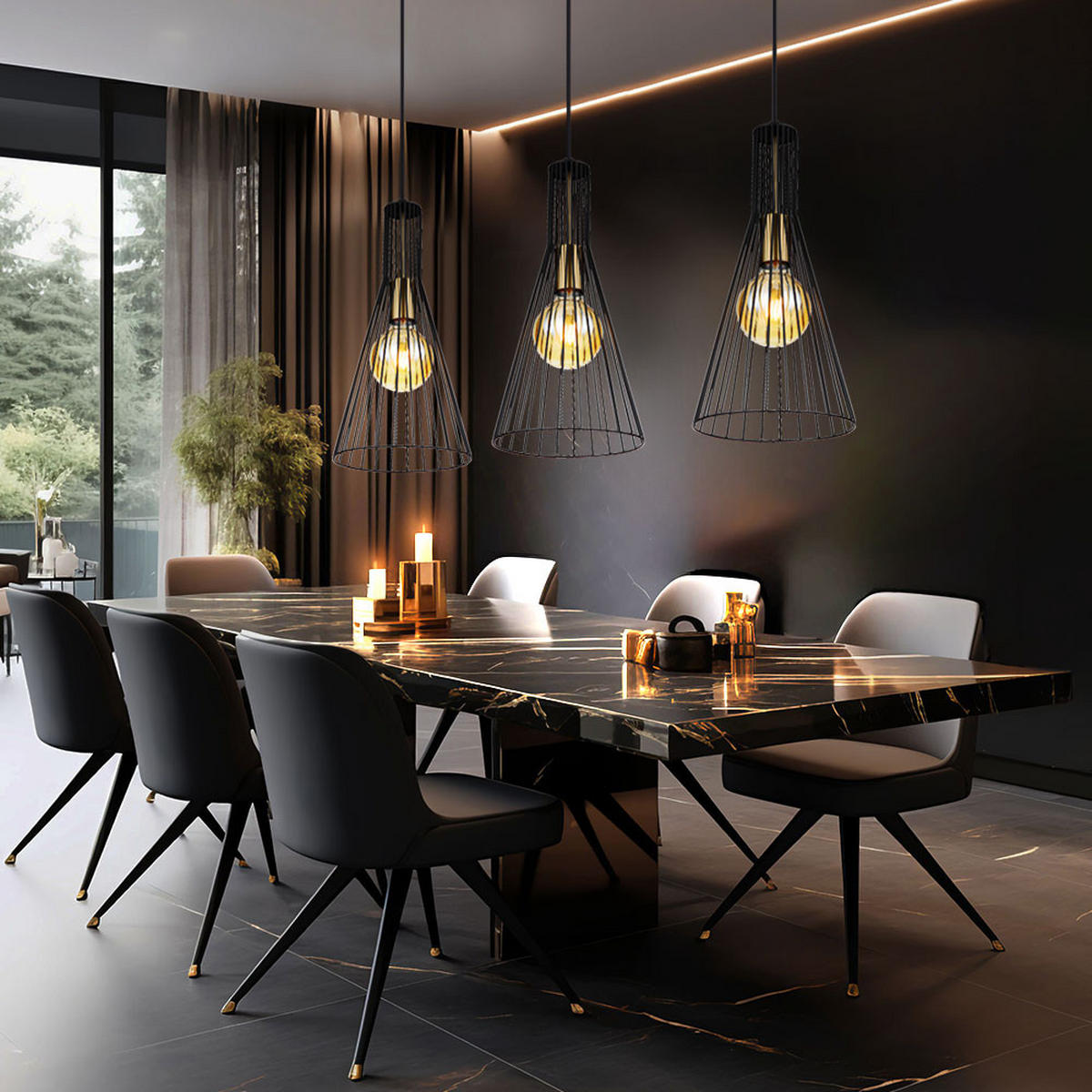 RGB LED HÄNGELEUCHTE Metall Schwarz - Schwarz, Metall (84/20/120cm) - Globo Lighting