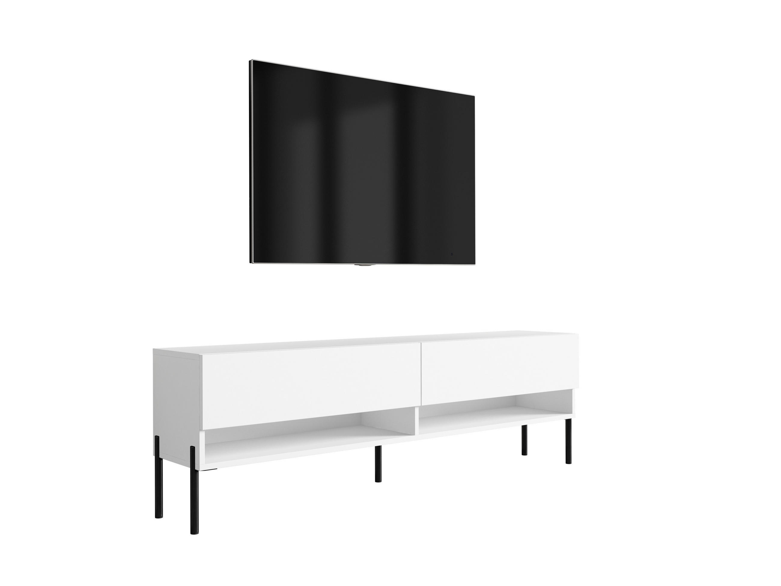 TV-LOWBOARD 170 cm Mattweiß, gerade schwarze Beine, 170 × 32 × 52 cm - Weiß, Holzwerkstoff (170/52/32cm) - 3XE LIVING