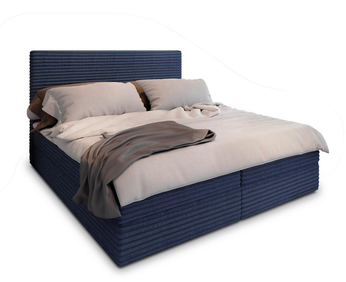BOXBETT PISA 160x200 cm mit Matratze und Topper - Blau - Blau, Holz (160/200cm) - MASSENO