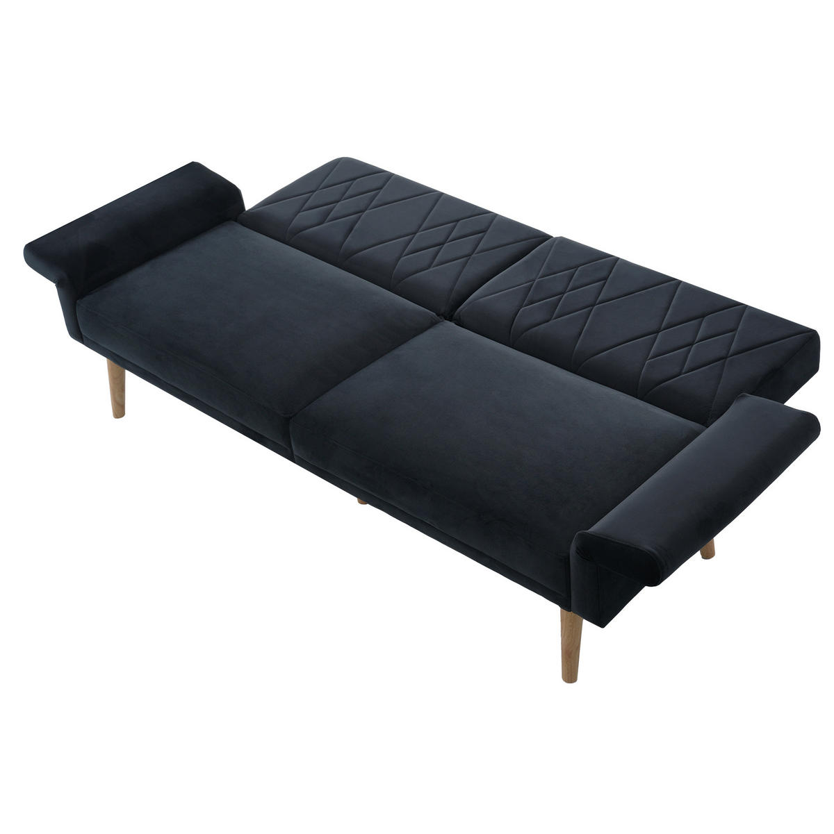 SCHLAFSOFA 180/75/82 cm in Schwarz – mit Samtbezug und verstellbarer Rückenlehne - Schwarz, Textil (180/82/75cm) - BEAOK