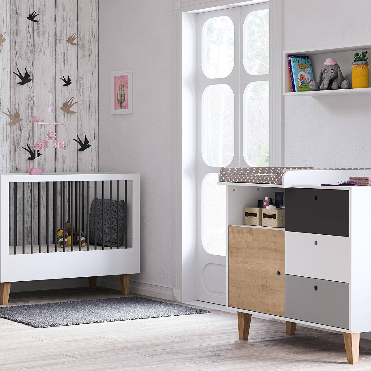 BABYZIMMER 2-teilig Holz - Braun, Holzwerkstoff (144.5/97/75cm) - Petits-meubles