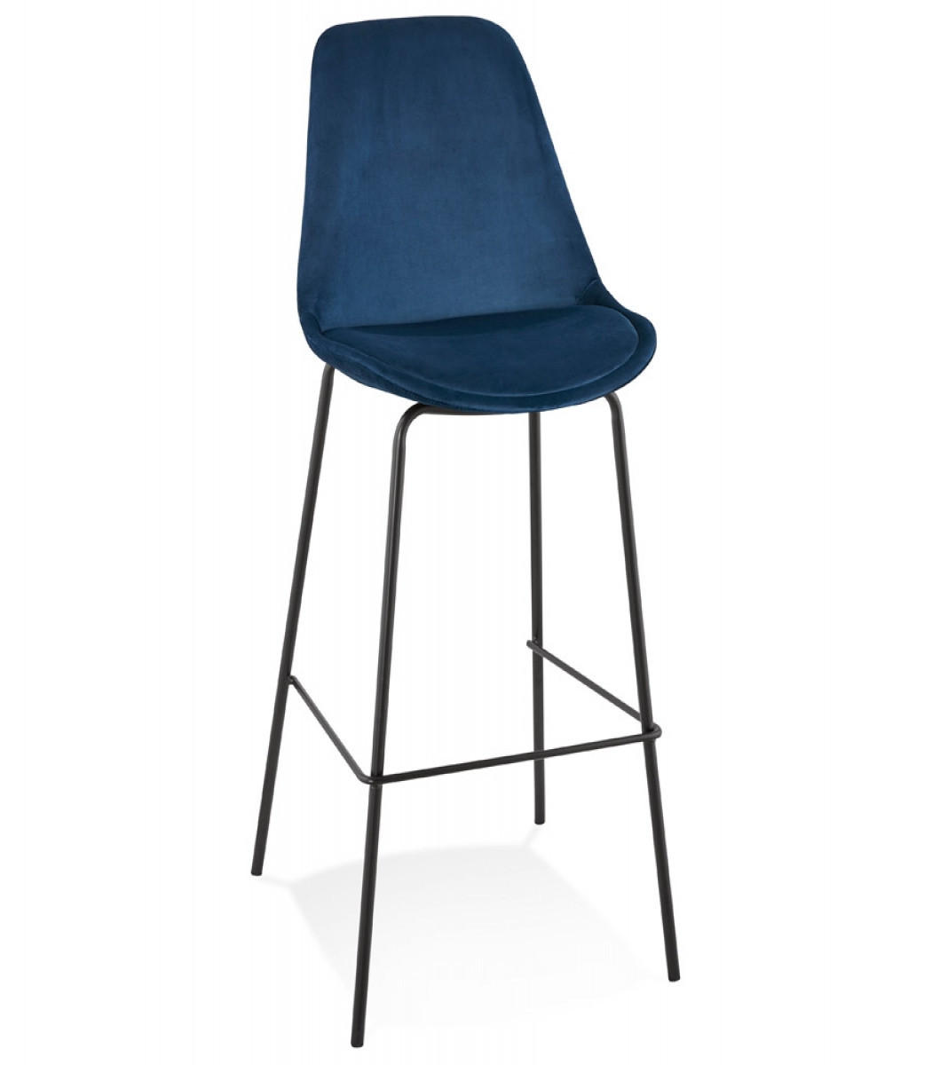 BARHOCKER Samt Sitz mit Metallgestell SPARK, Blau-Schwarz 45x49x115 cm - Blau/Schwarz, Textil/Metall (45/115/49cm) - KADIMA DESIGN