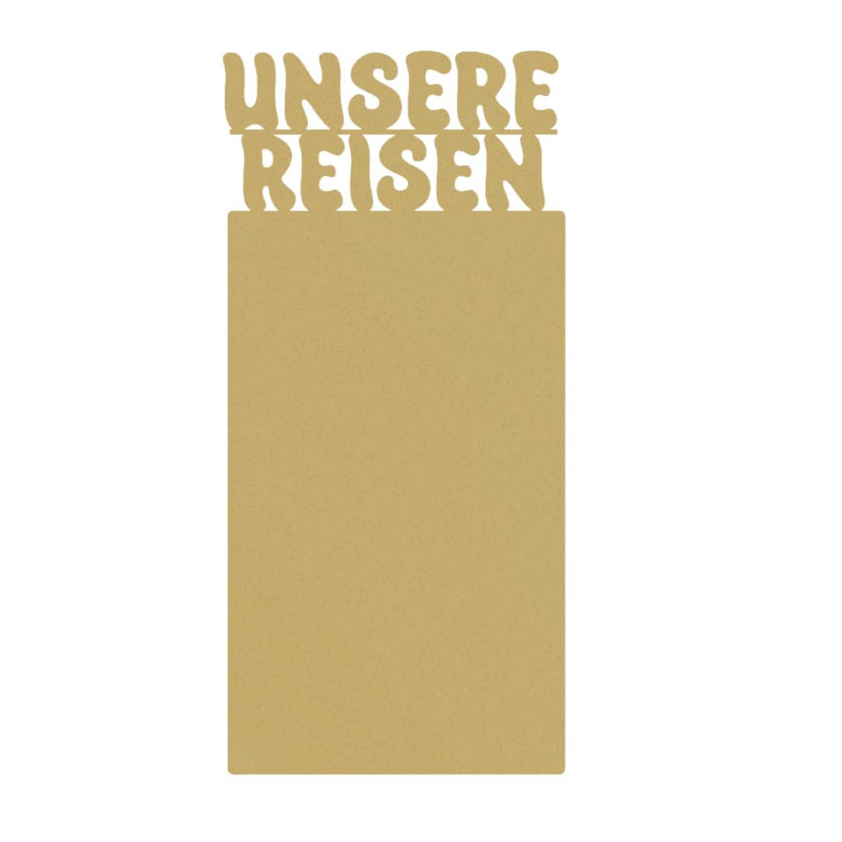 MAGNETTAFEL Unsere Reisen Goldfarben 64x30 cm - Goldfarben, Metall (30/64/0.7cm) - ANWICAR