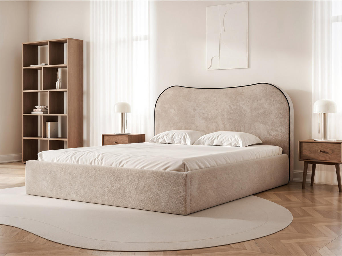 POLSTERBETT Rotello 140x200 cm Beige Chenille Stoff – (Bettkasten, Lattenrost) - Beige, Holz/Holzwerkstoff (140/200cm) - Ravio