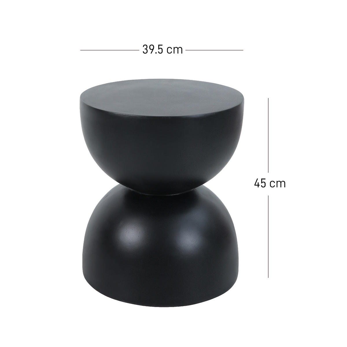 BEISTELLTISCH Rund Schwarz 45 x 45 x 52 cm - Schwarz, Metall (39.5/39.5/45cm) - Nordlys